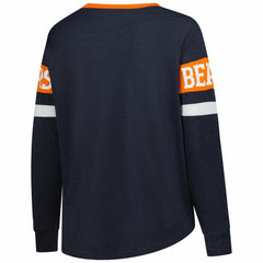 Chicago Bears New Era Women's Plus Size Throwback Lace-Up Long Sleeve T-Shirt - Navy discount