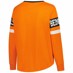 Cincinnati Bengals New Era Women's Plus Size Throwback Lace-Up Long Sleeve T-Shirt - Orange on sale