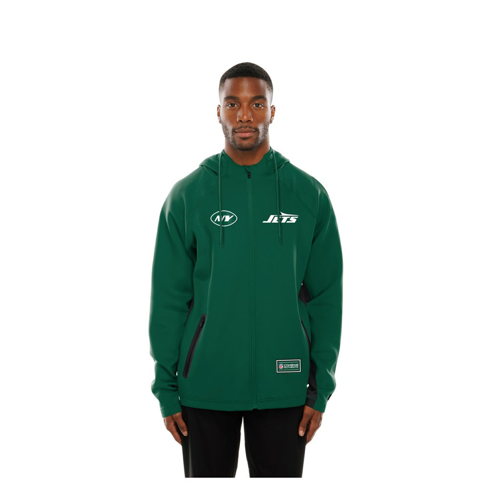 New York Jets New Era Combine Authentic Raglan Scuba Full-Zip Hoodie - Green for sale