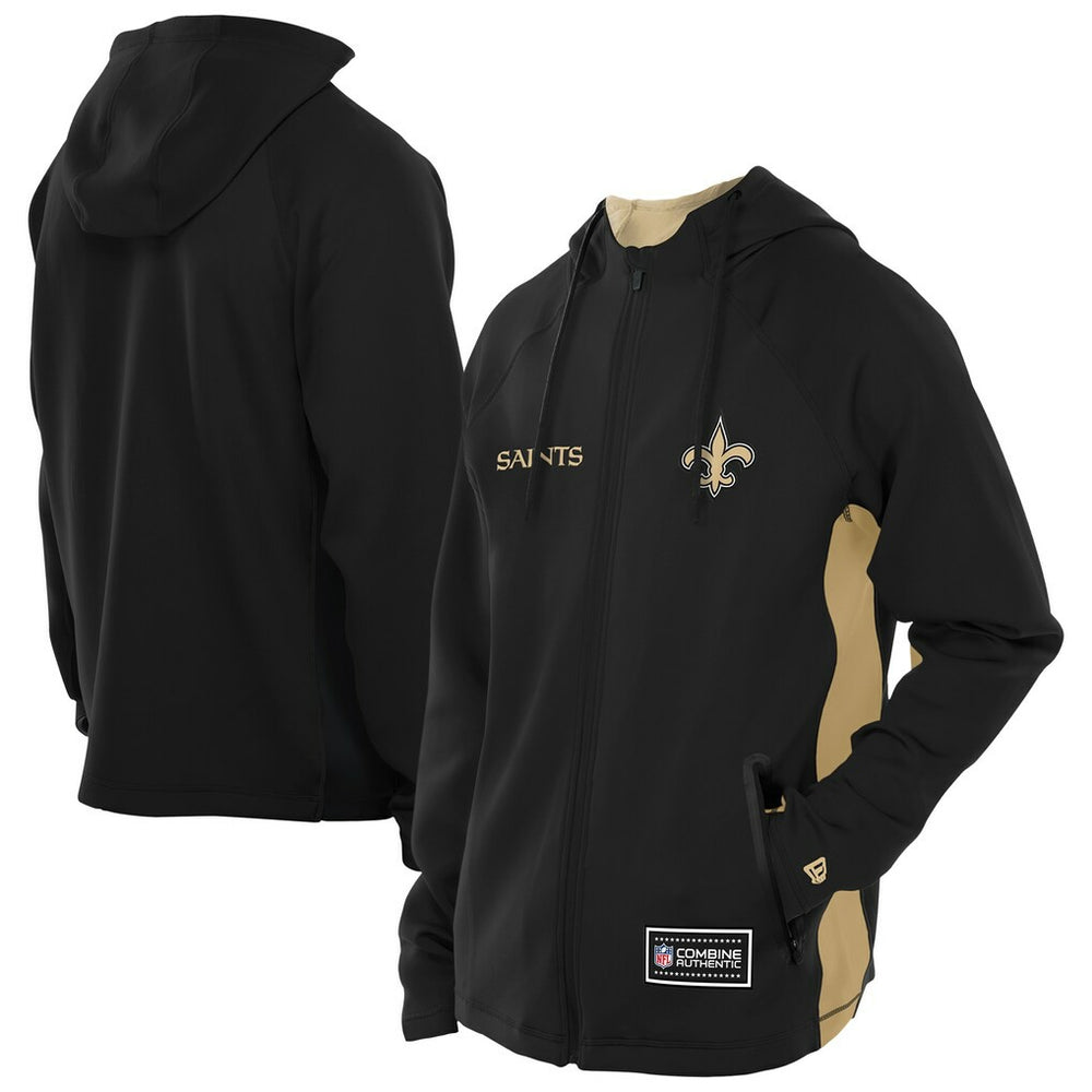 New Orleans Saints New Era Combine Authentic Raglan Scuba Full-Zip Hoodie - Black for sale