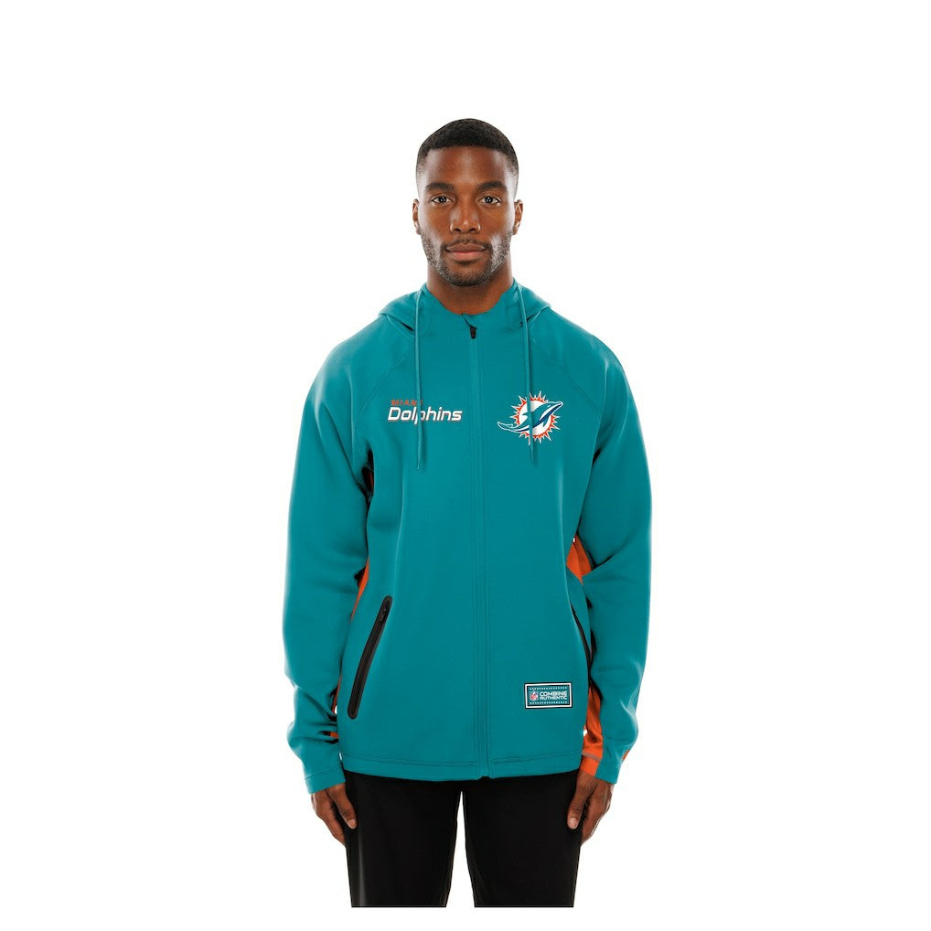 Miami Dolphins New Era Combine Authentic Raglan Scuba Full-Zip Hoodie - Aqua discount