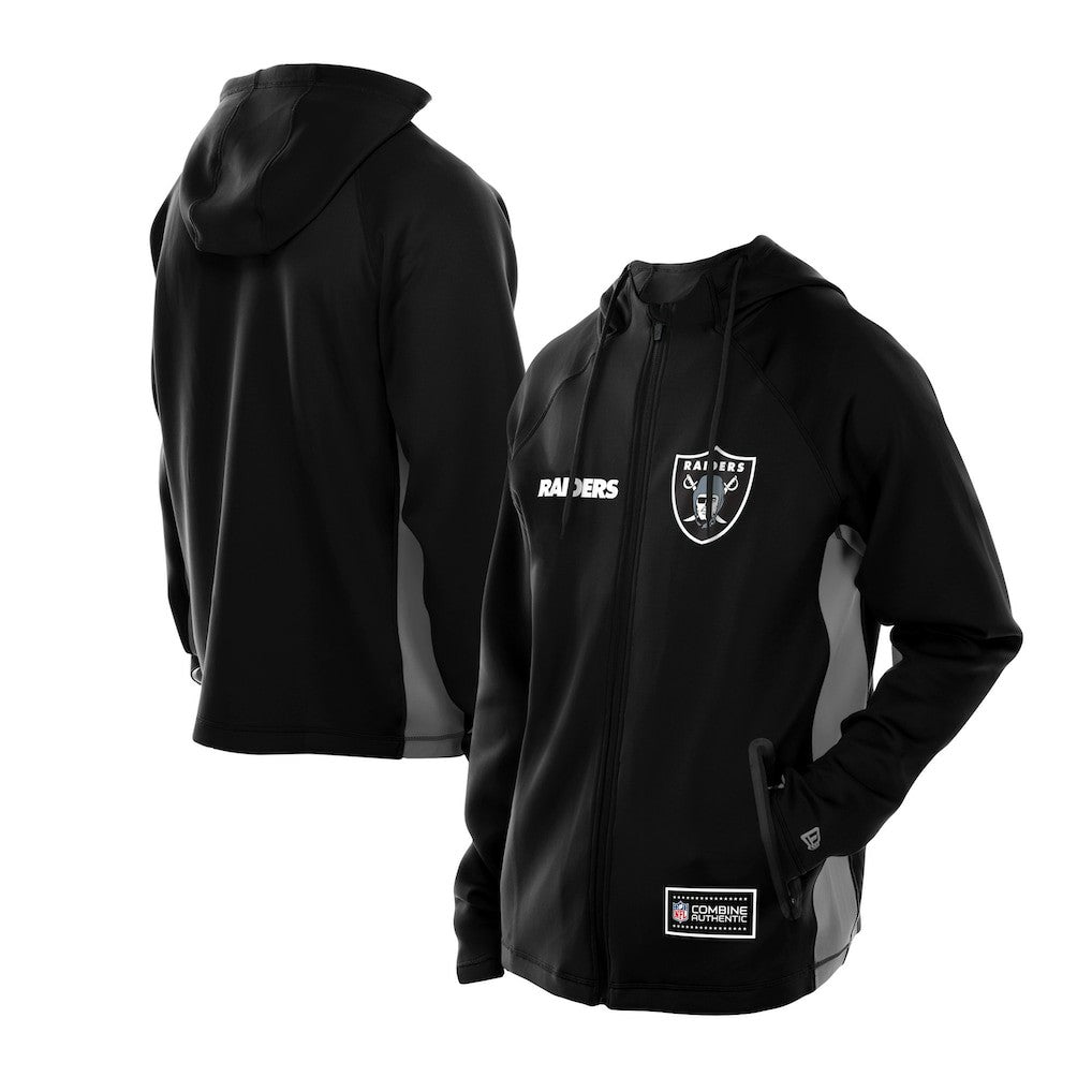 Las Vegas Raiders New Era Combine Authentic Raglan Scuba Full-Zip Hoodie - Black outlet