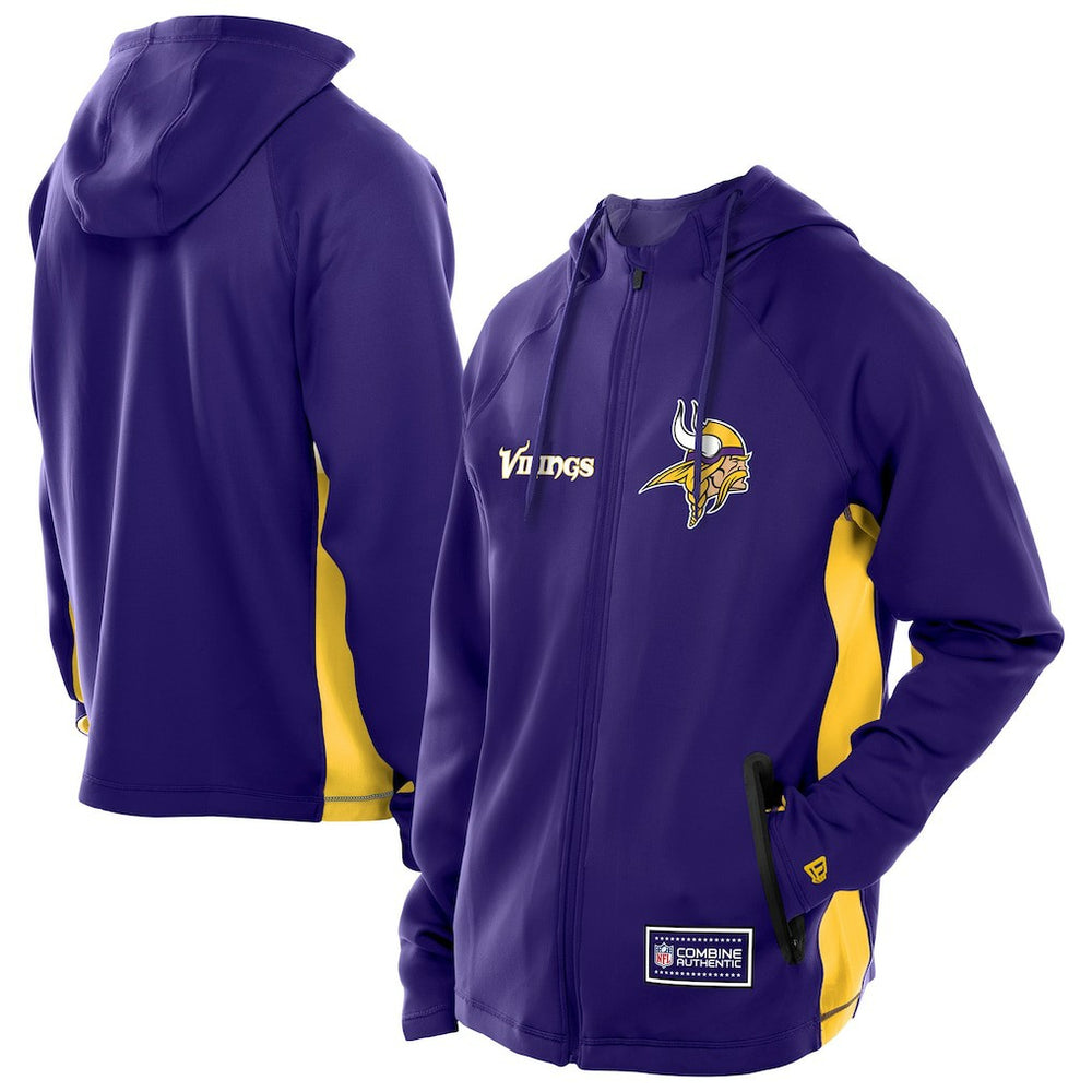 Minnesota Vikings New Era Combine Authentic Raglan Scuba Full-Zip Hoodie - Purple discount
