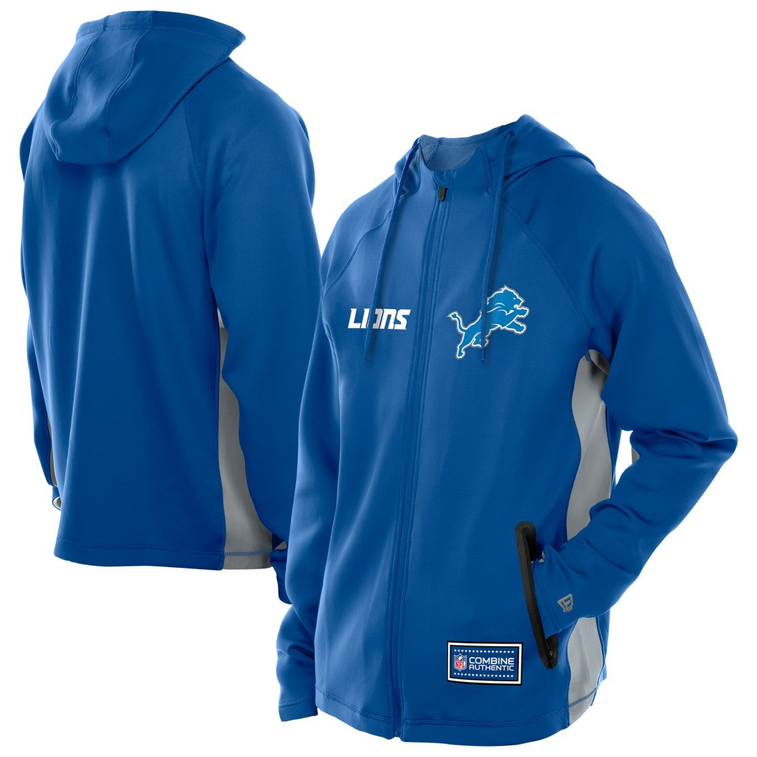 Detroit Lions New Era Combine Authentic Raglan Scuba Full-Zip Hoodie - Blue on sale