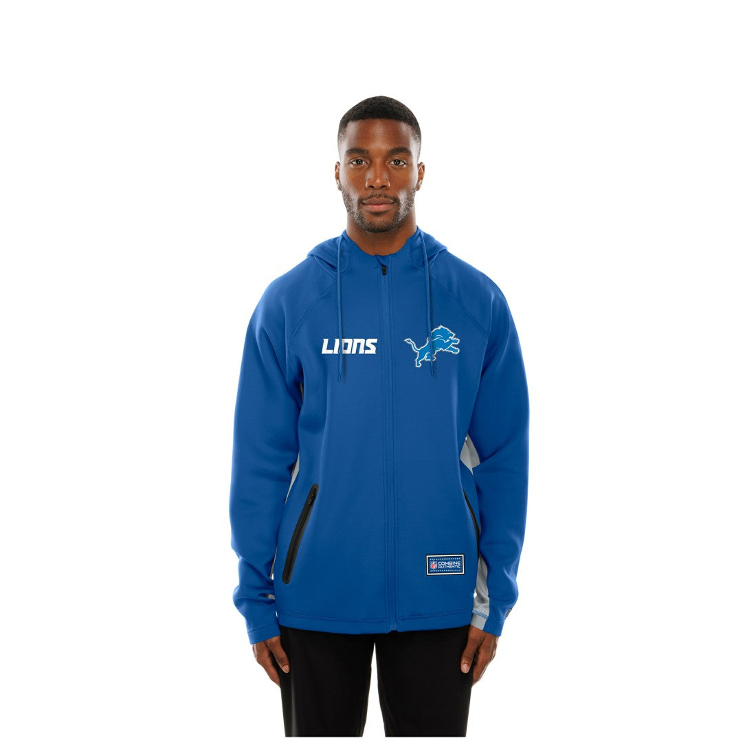 Detroit Lions New Era Combine Authentic Raglan Scuba Full-Zip Hoodie - Blue on sale