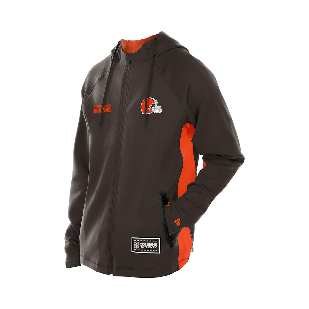 Cleveland Browns New Era Combine Authentic Raglan Scuba Full-Zip Hoodie - Brown on sale
