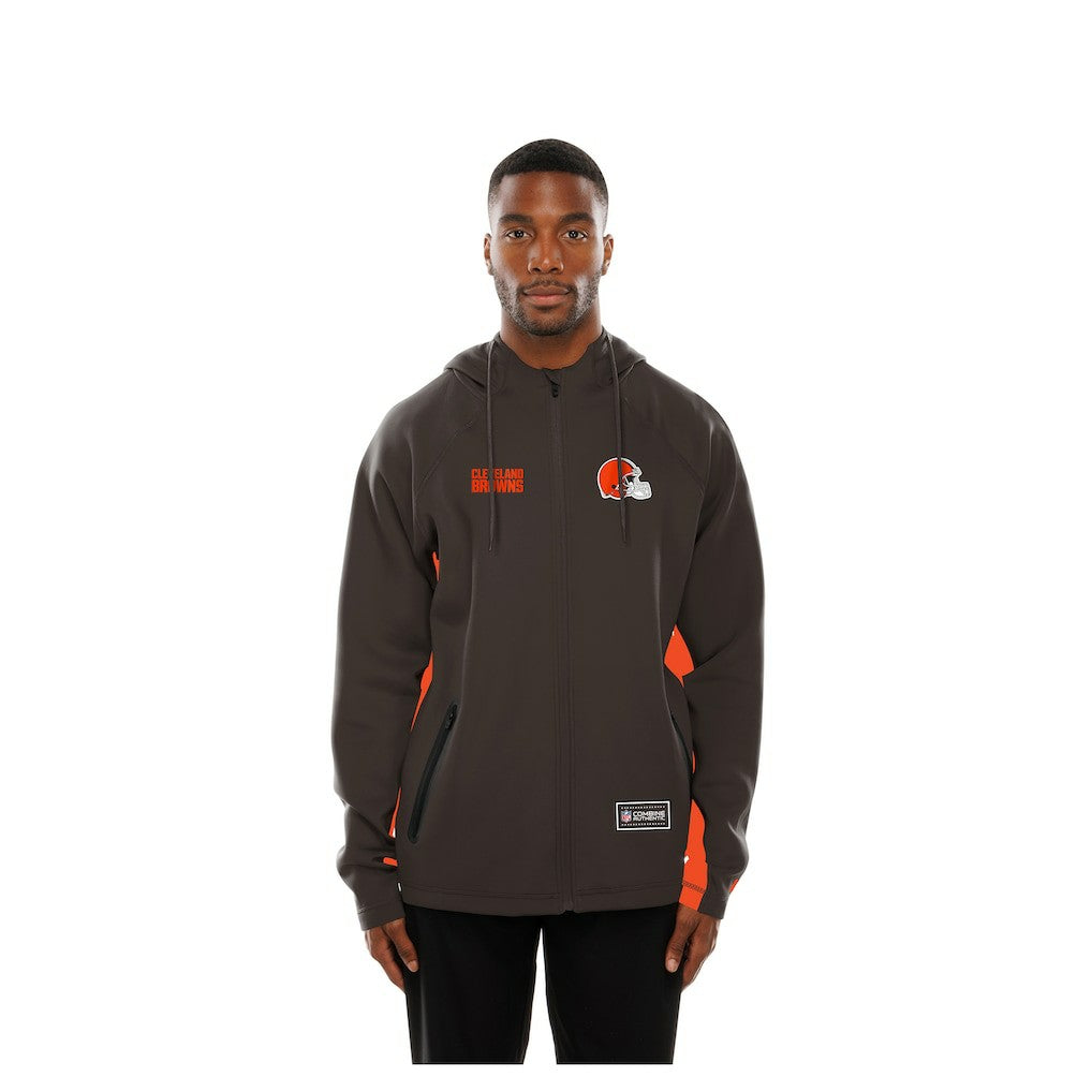 Cleveland Browns New Era Combine Authentic Raglan Scuba Full-Zip Hoodie - Brown on sale