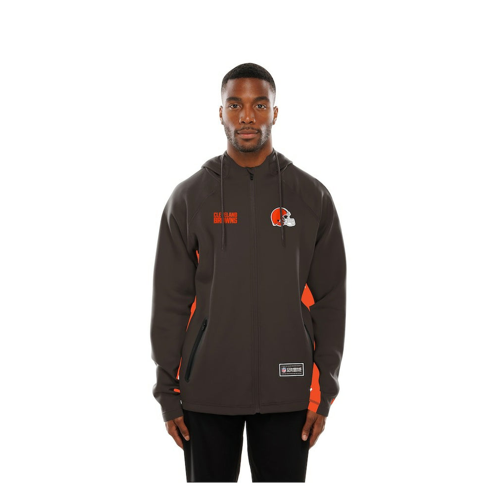 Cleveland Browns New Era Combine Authentic Raglan Scuba Full-Zip Hoodie - Brown on sale