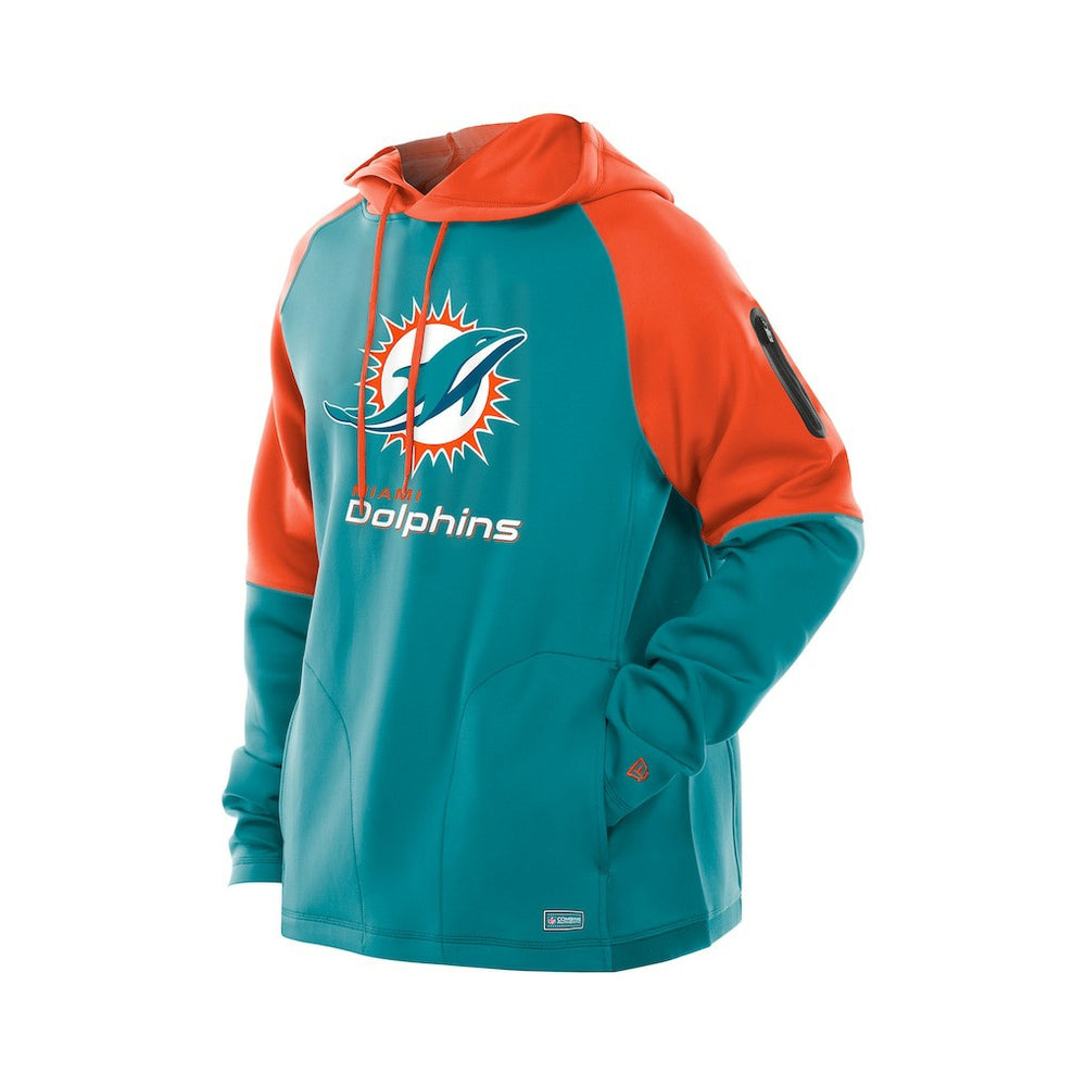 Miami Dolphins New Era Combine Authentic Color Block Raglan Pullover Hoodie - Aqua for sale