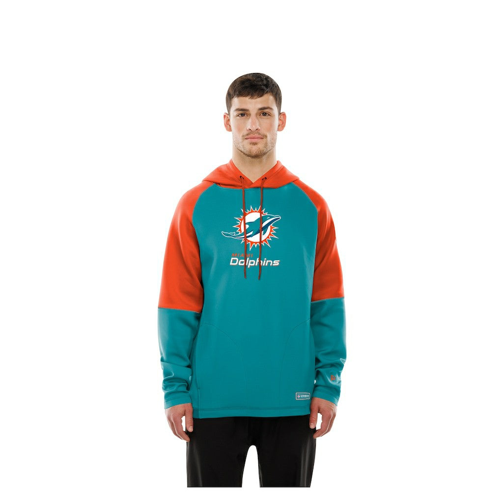 Miami Dolphins New Era Combine Authentic Color Block Raglan Pullover Hoodie - Aqua for sale