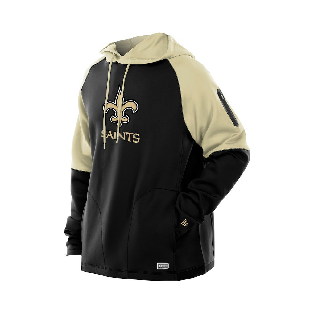 New Orleans Saints New Era Combine Authentic Color Block Raglan Pullover Hoodie - Black cheap