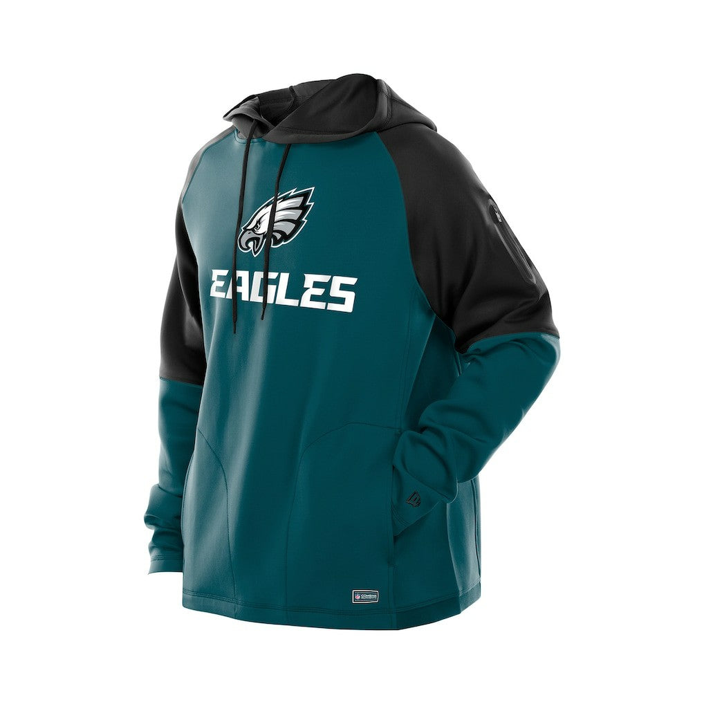 Philadelphia Eagles New Era Combine Authentic Color Block Raglan Pullover Hoodie - Midnight Green sale