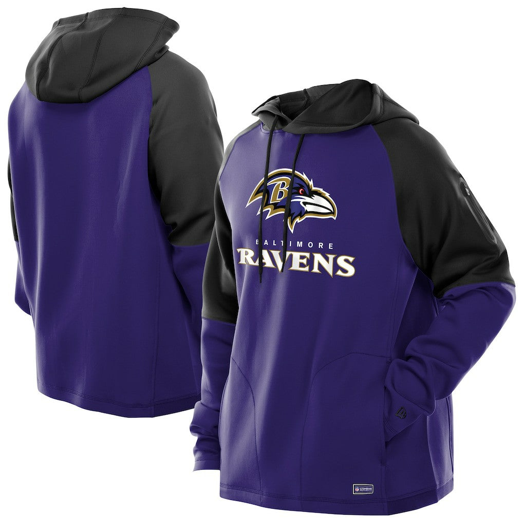 Baltimore Ravens New Era Combine Authentic Color Block Raglan Pullover Hoodie - Purple on sale