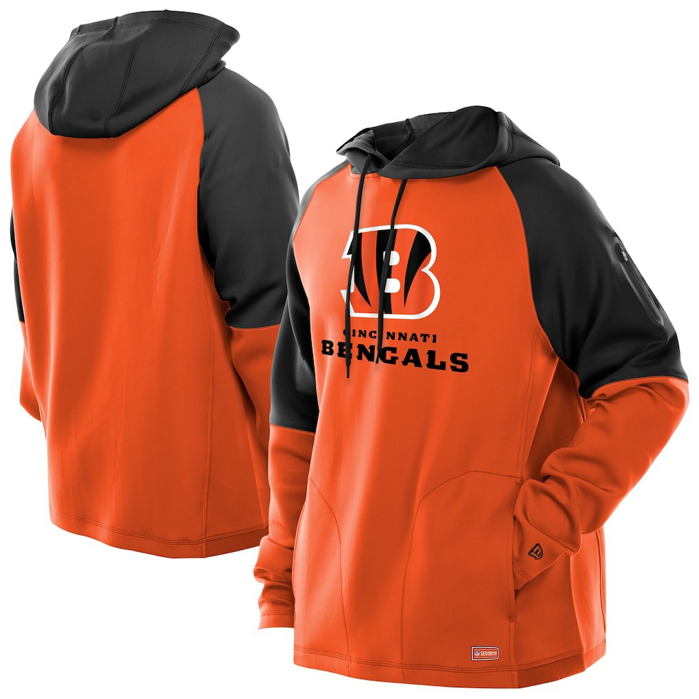 Cincinnati Bengals New Era Combine Authentic Color Block Raglan Pullover Hoodie - Orange sale