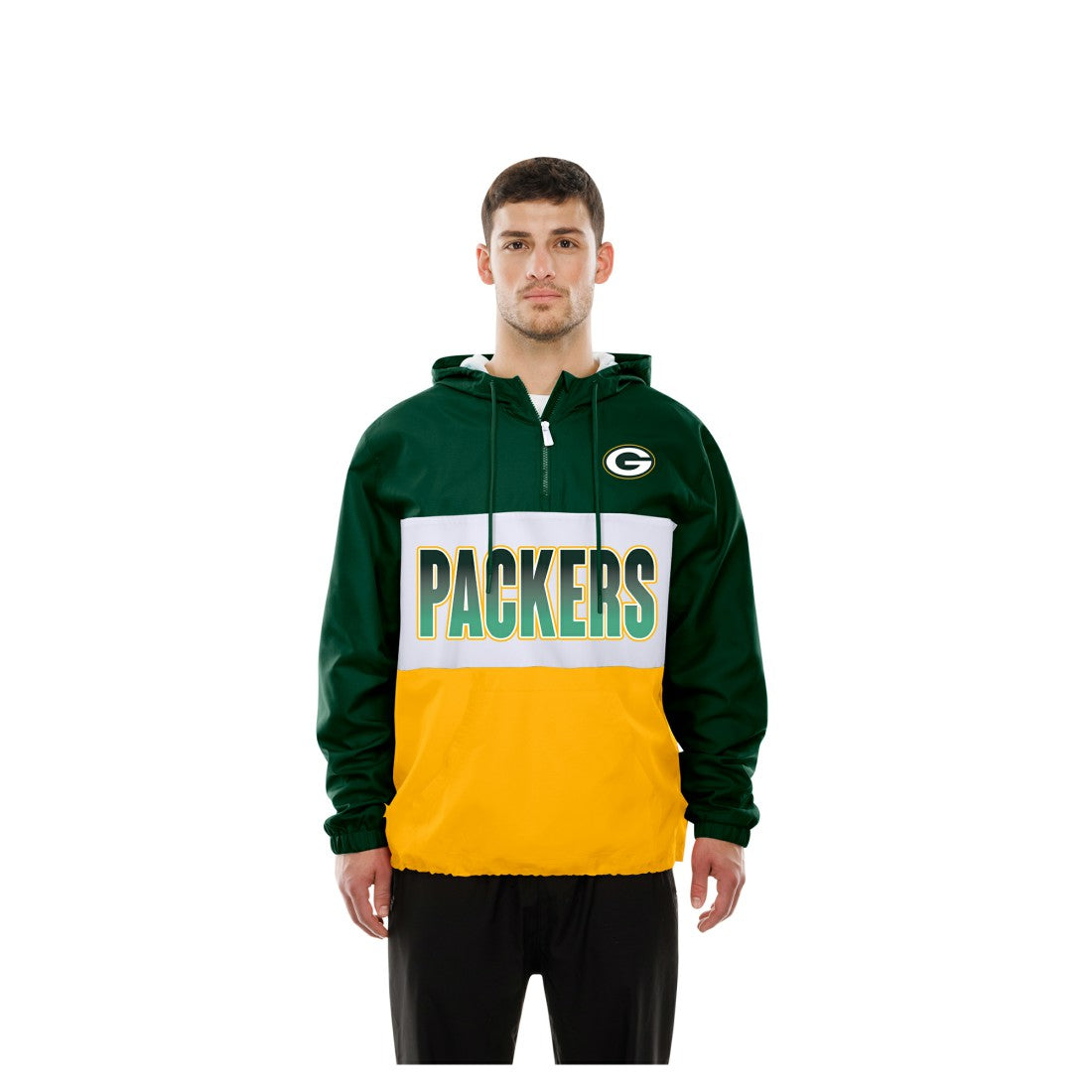 Green Bay Packers New Era Ripstop Quarter-Zip Hooded Windbreaker - Green outlet