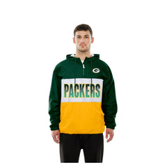 Green Bay Packers New Era Ripstop Quarter-Zip Hooded Windbreaker - Green outlet