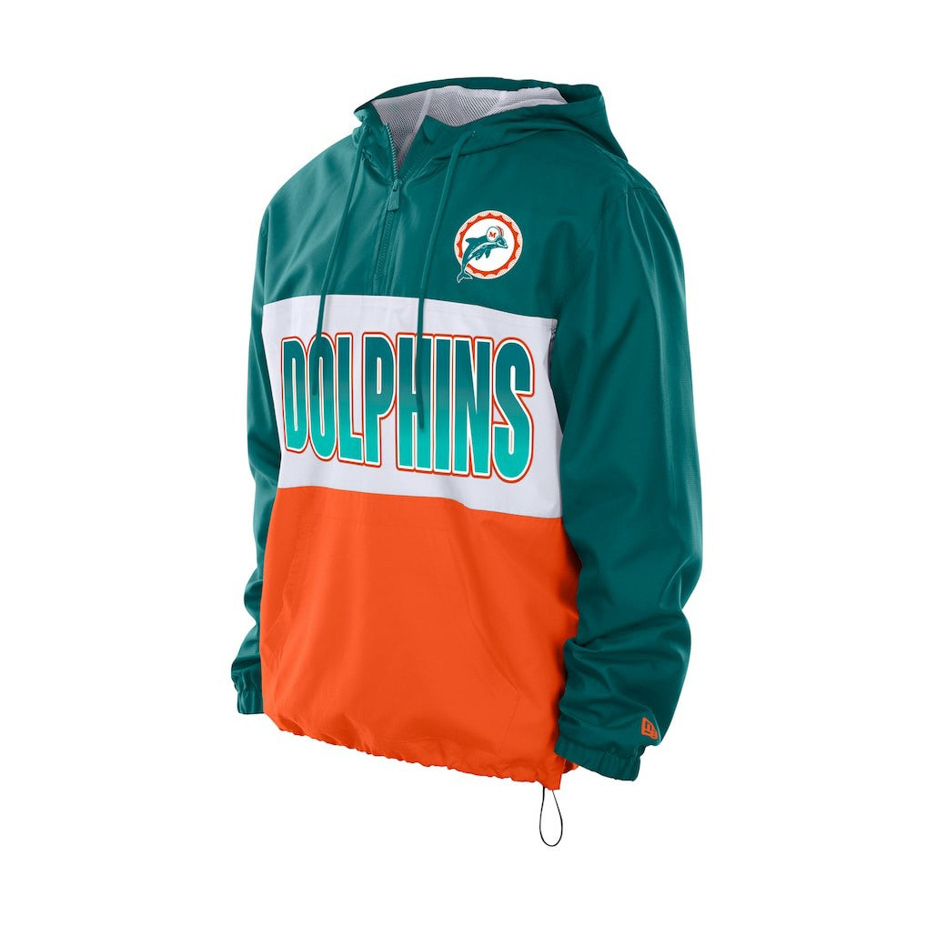 Miami Dolphins New Era Ripstop Quarter-Zip Hooded Windbreaker - Aqua for sale