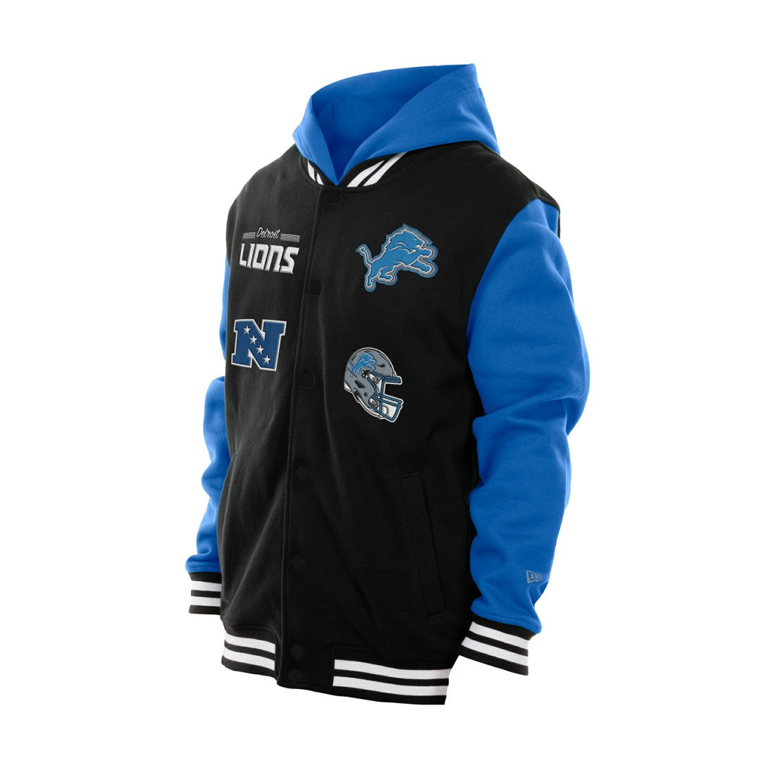 Detroit Lions New Era Full-Snap Fleece Hoodie Jacket - Black discount