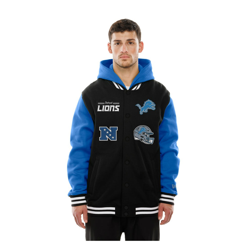 Detroit Lions New Era Full-Snap Fleece Hoodie Jacket - Black discount