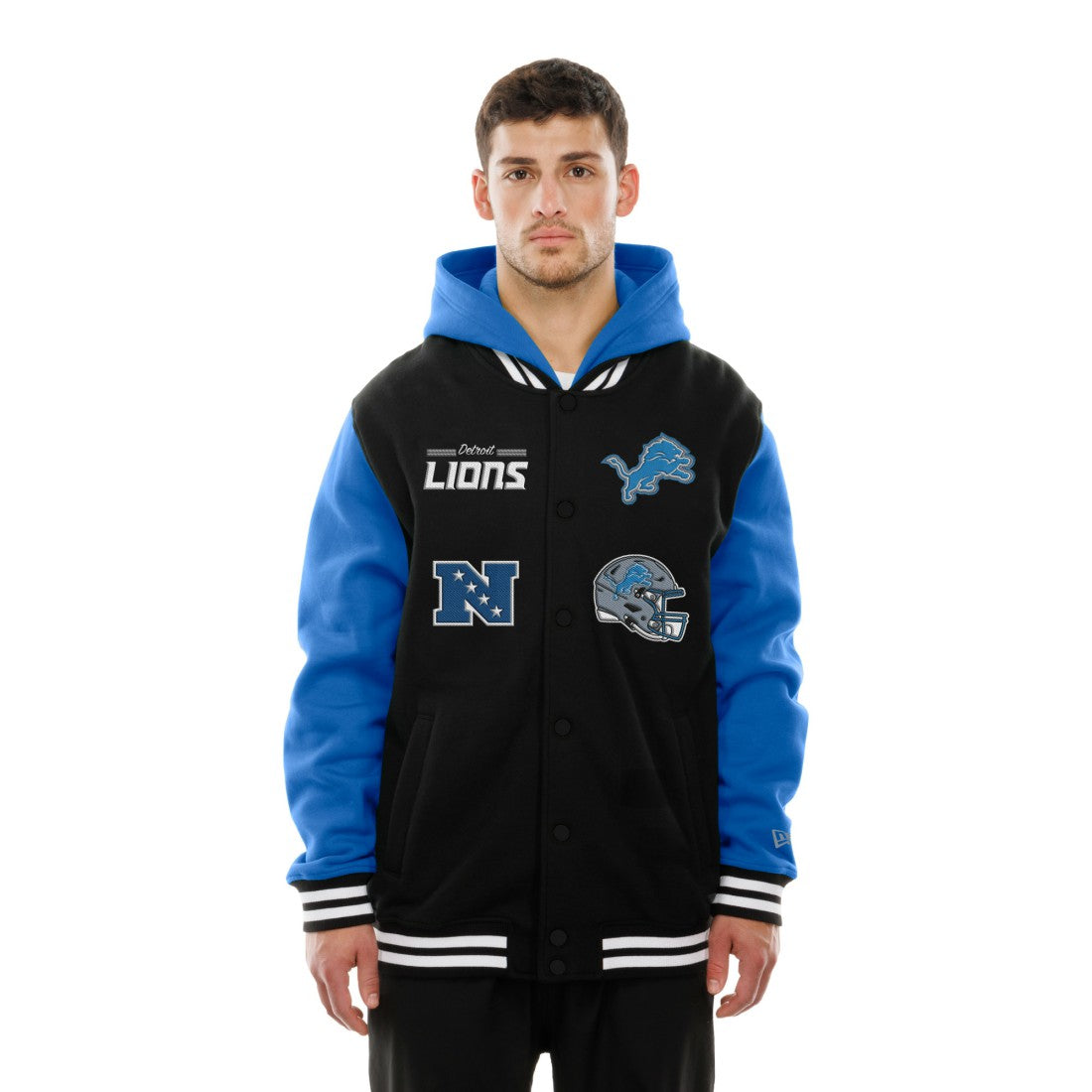 Detroit Lions New Era Full-Snap Fleece Hoodie Jacket - Black discount