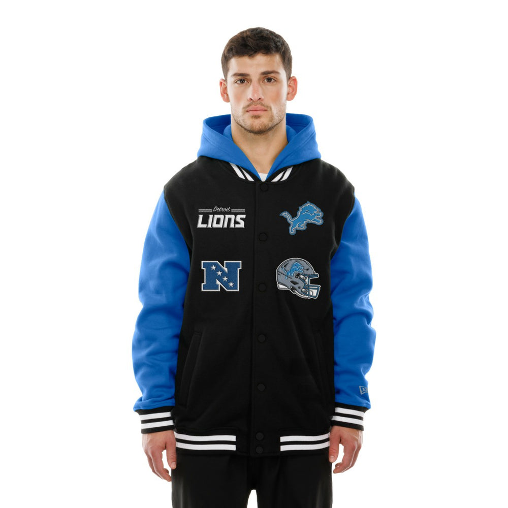 Detroit Lions New Era Full-Snap Fleece Hoodie Jacket - Black discount
