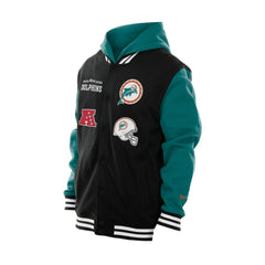 Miami Dolphins New Era Full-Snap Fleece Hoodie Jacket - Black on sale