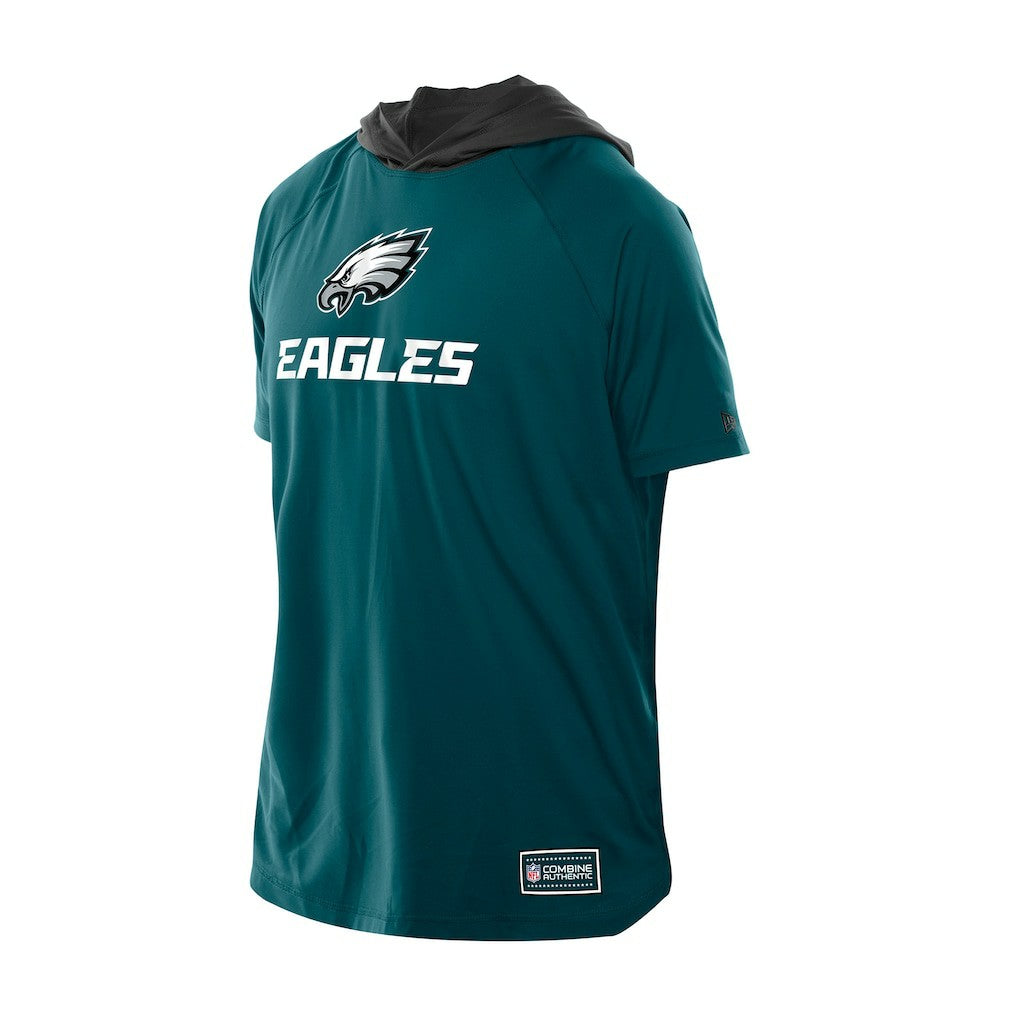 Philadelphia Eagles New Era Combine Authentic Hooded Raglan Short-Sleeve T-Shirt - Midnight Green for sale