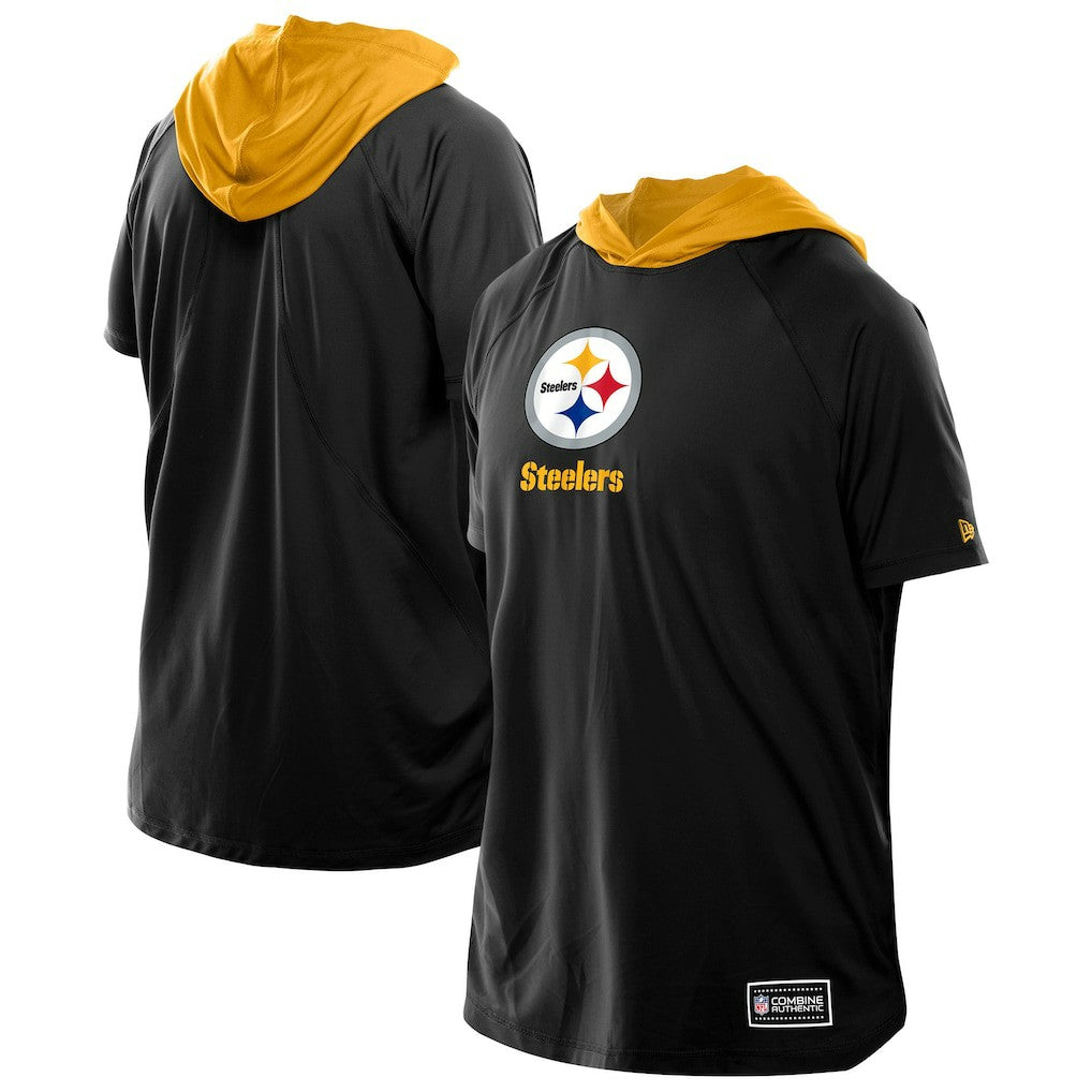 Pittsburgh Steelers New Era Combine Authentic Hooded Raglan Short-Sleeve T-Shirt - Black cheap