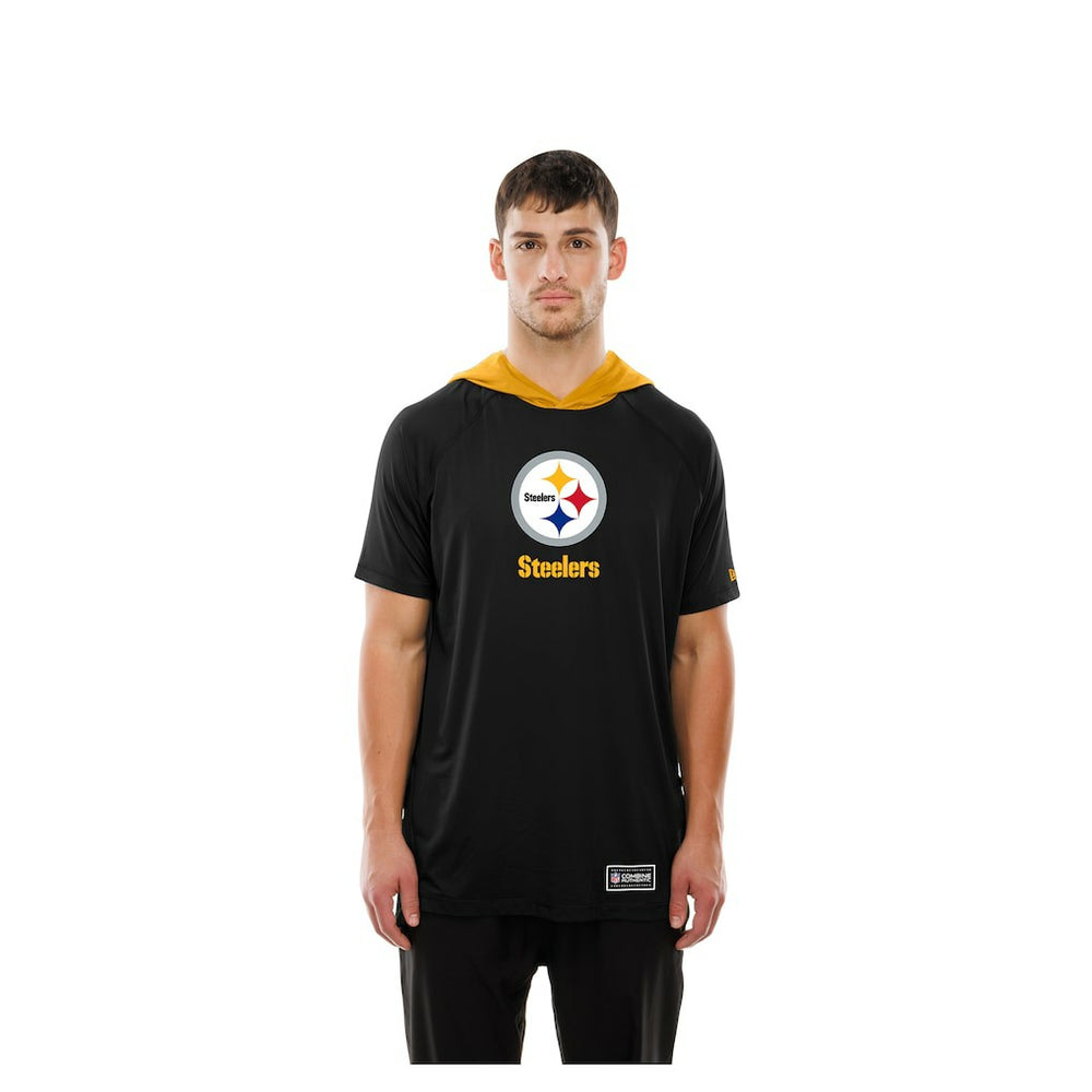 Pittsburgh Steelers New Era Combine Authentic Hooded Raglan Short-Sleeve T-Shirt - Black cheap