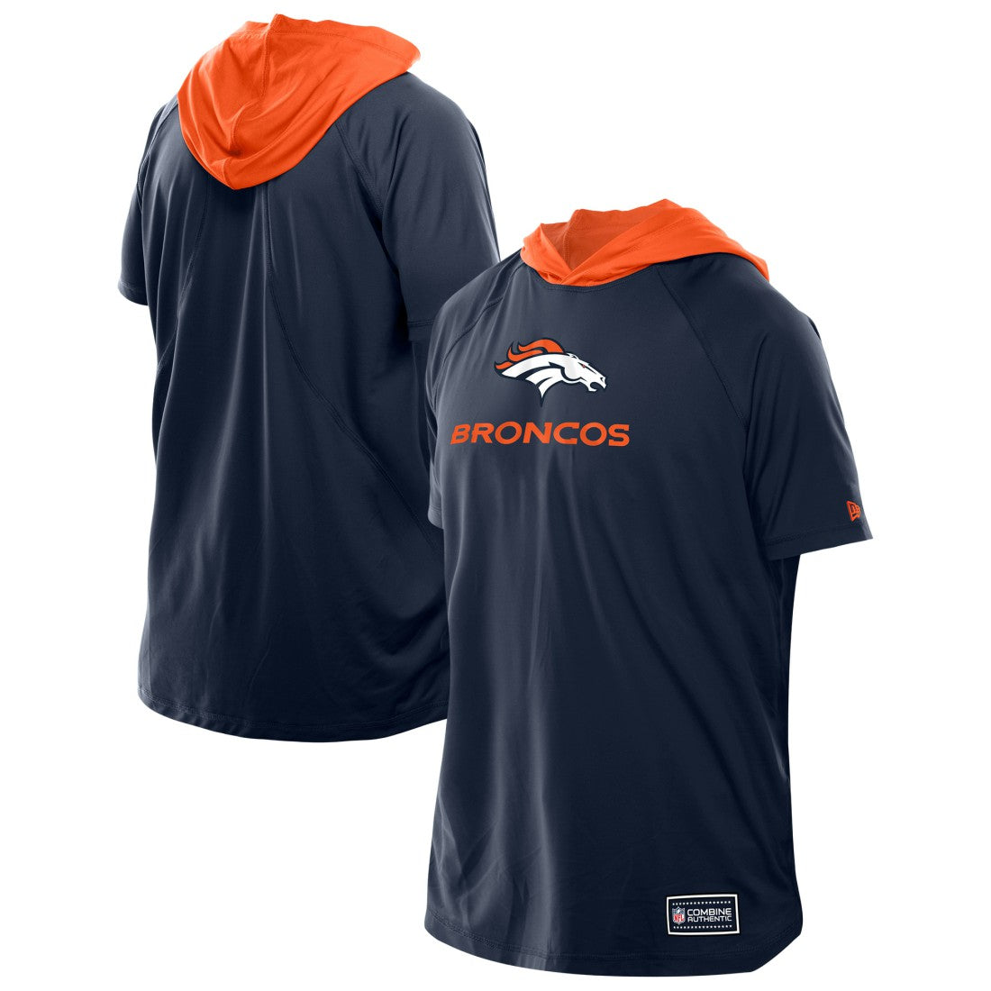 Denver Broncos New Era Combine Authentic Hooded Raglan Short-Sleeve T-Shirt - Navy on sale