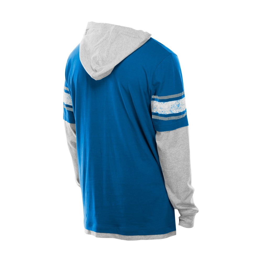 Detroit Lions New Era Twofer Layered Long Sleeve Hoodie T-Shirt - Blue outlet