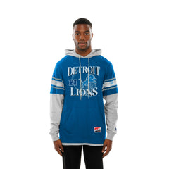 Detroit Lions New Era Twofer Layered Long Sleeve Hoodie T-Shirt - Blue outlet