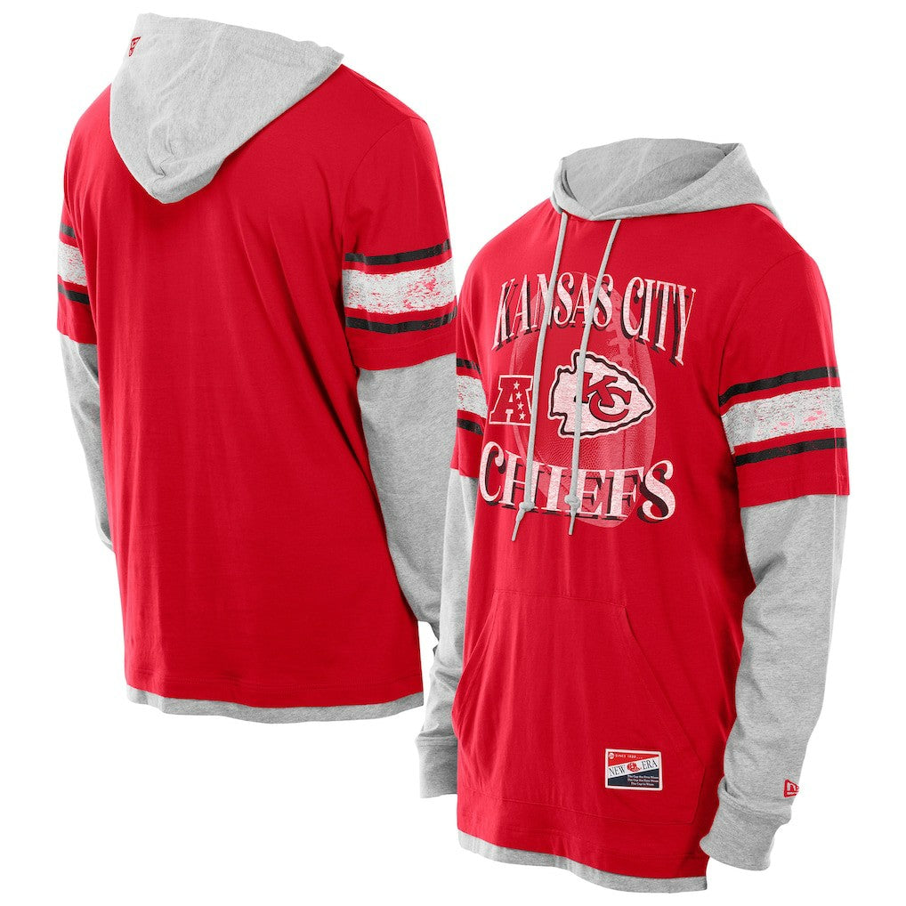 Kansas City Chiefs New Era Twofer Layered Long Sleeve Hoodie T-Shirt - Red for sale