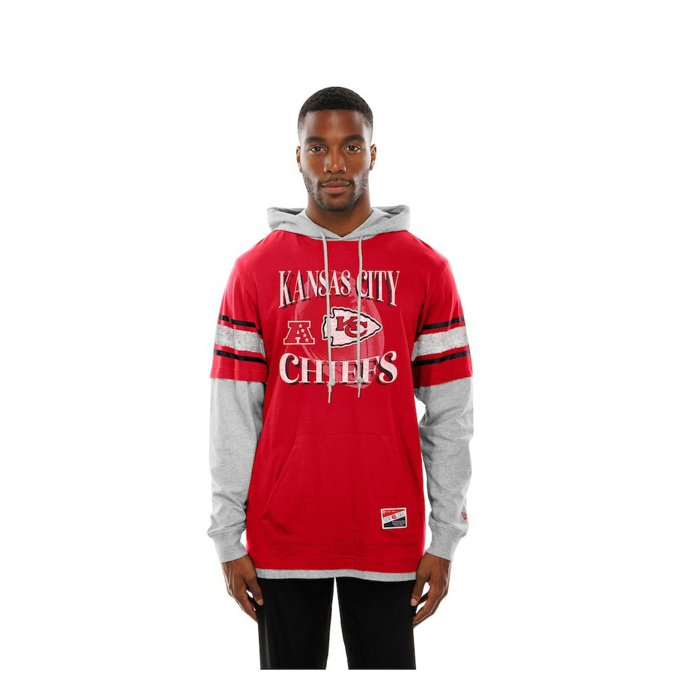 Kansas City Chiefs New Era Twofer Layered Long Sleeve Hoodie T-Shirt - Red for sale