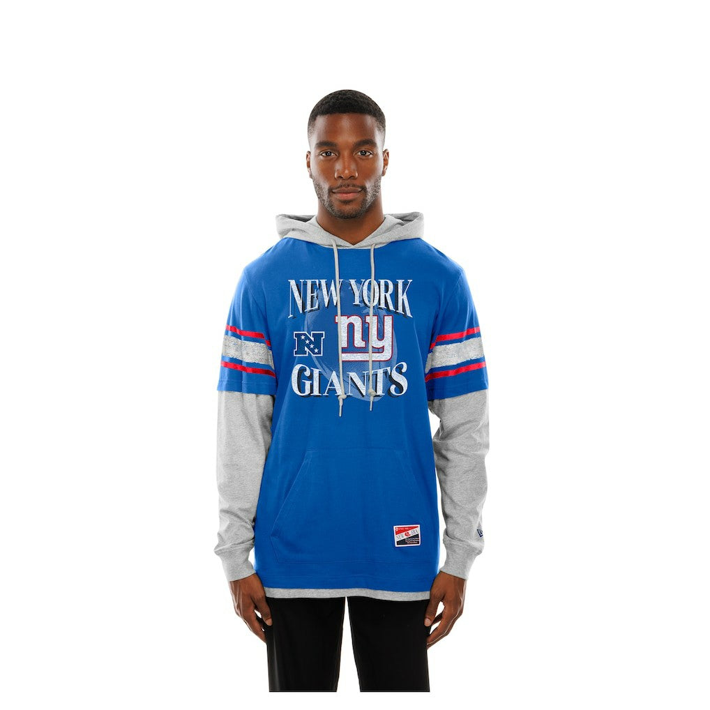 New York Giants New Era Twofer Layered Long Sleeve Hoodie T-Shirt - Royal on sale