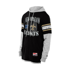 New Orleans Saints New Era Twofer Layered Long Sleeve Hoodie T-Shirt - Black cheap