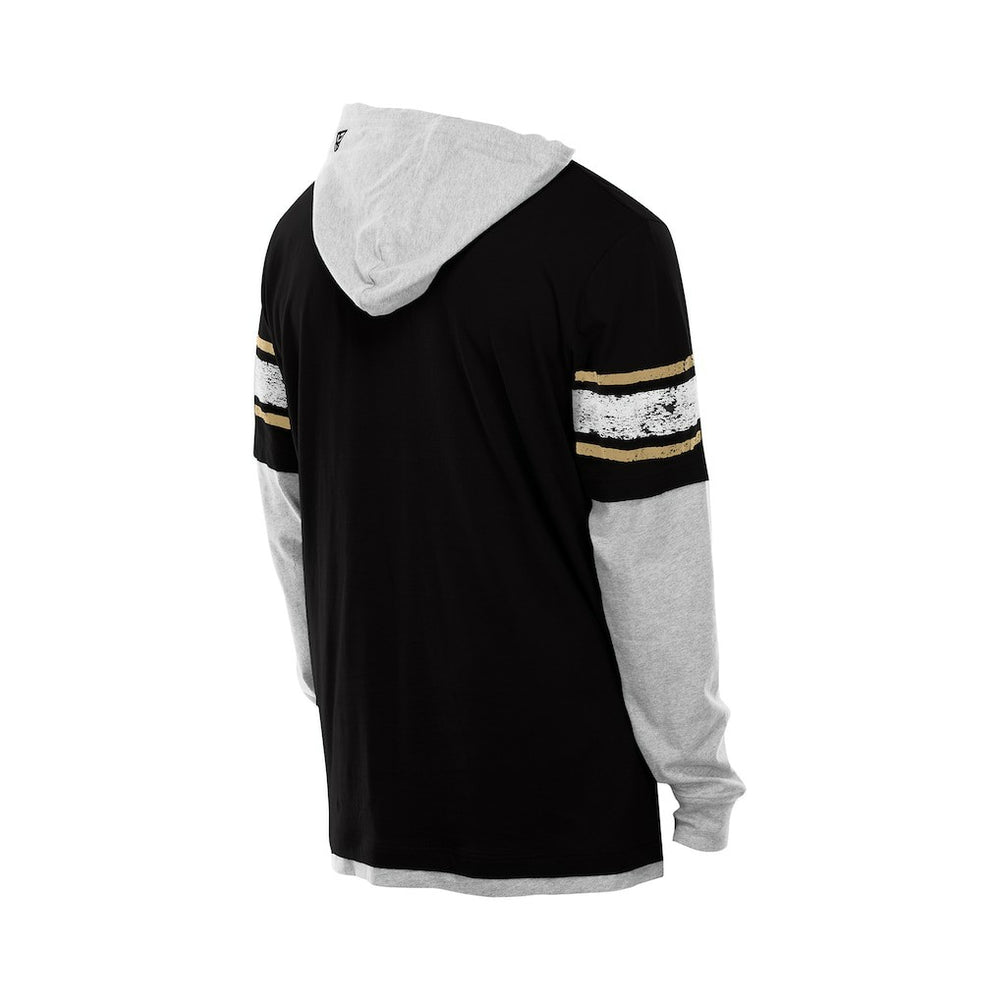 New Orleans Saints New Era Twofer Layered Long Sleeve Hoodie T-Shirt - Black cheap
