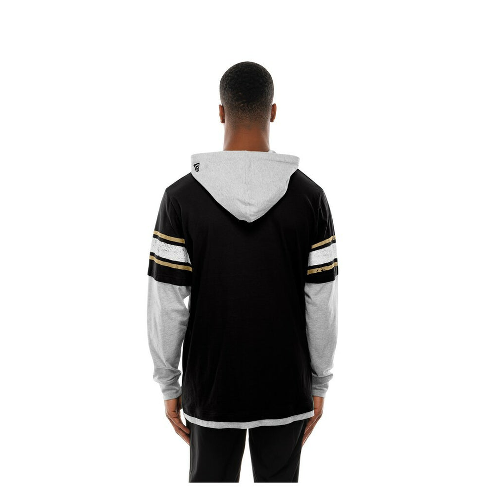 New Orleans Saints New Era Twofer Layered Long Sleeve Hoodie T-Shirt - Black cheap