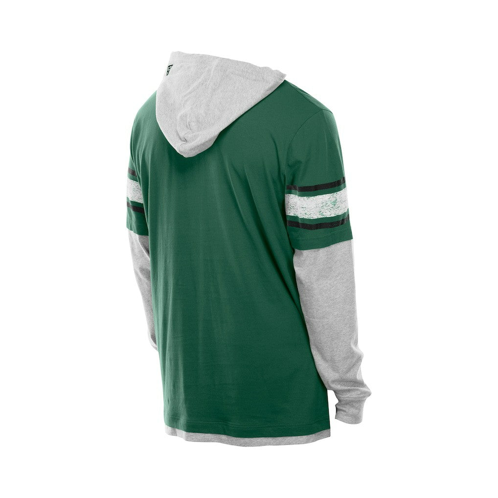 New York Jets New Era Twofer Layered Long Sleeve Hoodie T-Shirt - Green cheap