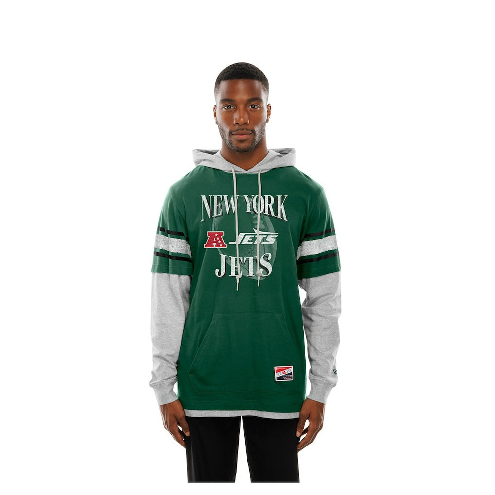 New York Jets New Era Twofer Layered Long Sleeve Hoodie T-Shirt - Green cheap
