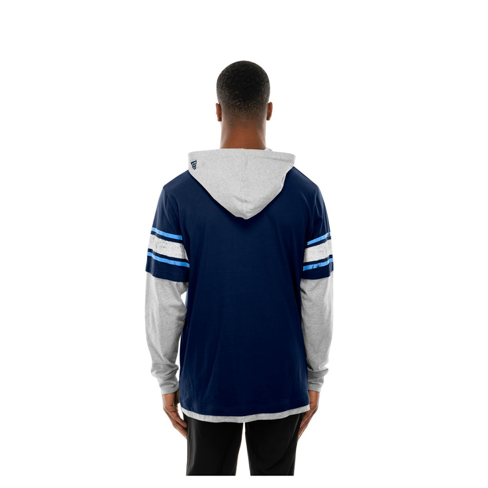 Tennessee Titans New Era Twofer Layered Long Sleeve Hoodie T-Shirt - Navy for sale