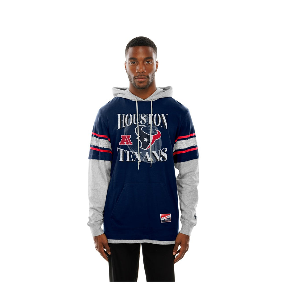 Houston Texans New Era Twofer Layered Long Sleeve Hoodie T-Shirt - Navy for sale
