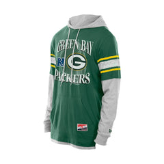 Green Bay Packers New Era Twofer Layered Long Sleeve Hoodie T-Shirt - Green for sale
