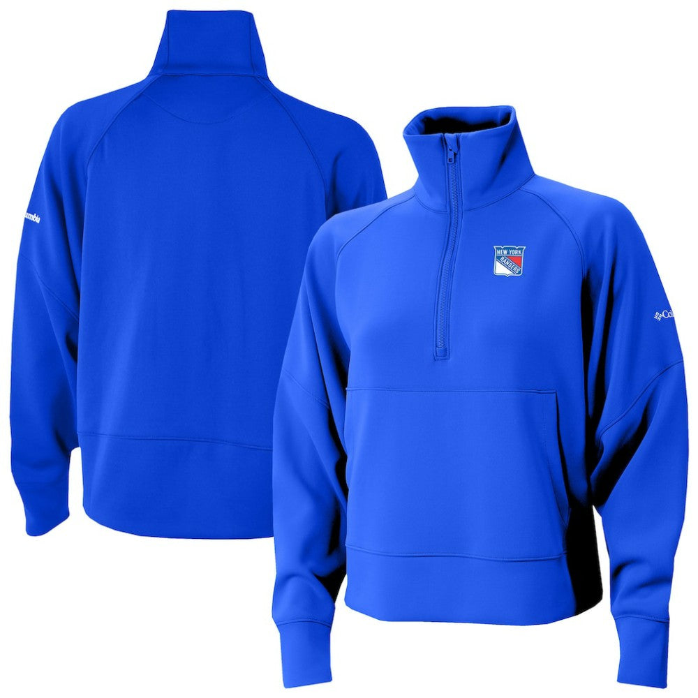 New York Rangers Columbia Women's Wickhams Hills Raglan Omni-Wick Half-Zip Pullover - Blue Pullover