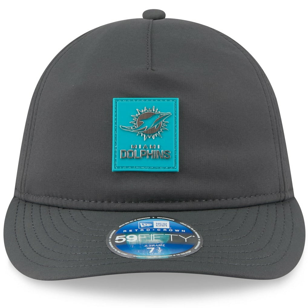 Miami Dolphins New Era 2025 Sideline Cold Weather Retro Crown 59FIFTY Fitted Hat - Charcoal cheap