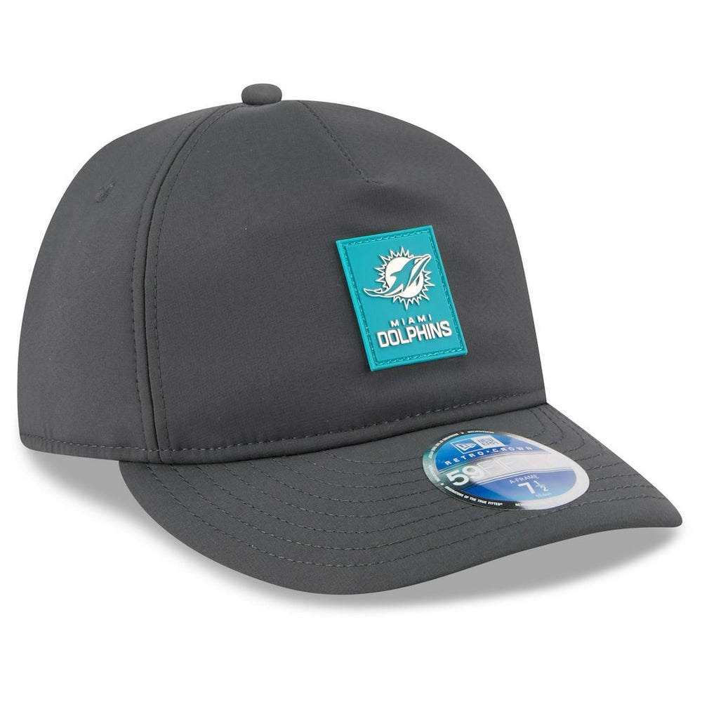 Miami Dolphins New Era 2025 Sideline Cold Weather Retro Crown 59FIFTY Fitted Hat - Charcoal cheap