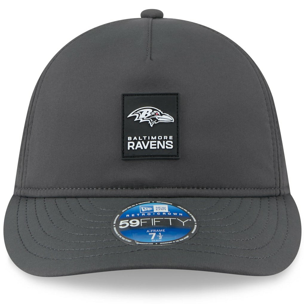 Baltimore Ravens New Era 2025 Sideline Cold Weather Retro Crown 59FIFTY Fitted Hat - Charcoal on sale
