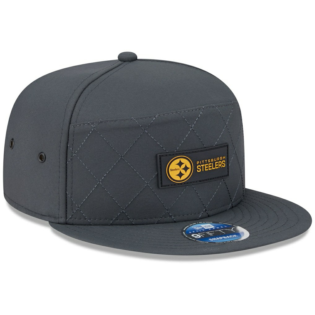 Pittsburgh Steelers New Era 2025 Sideline Cold Weather Split Panel 9FIFTY Snapback Hat - Charcoal for sale