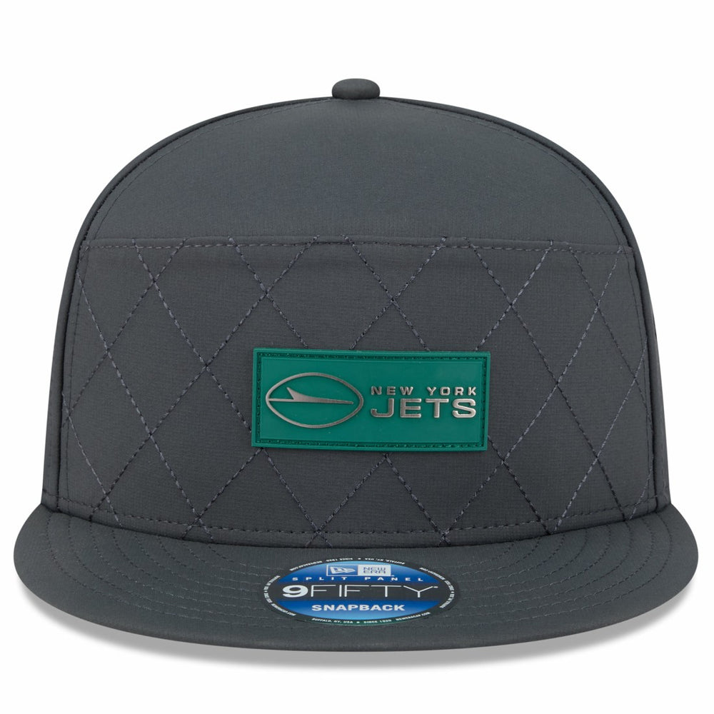 New York Jets New Era 2025 Sideline Cold Weather Split Panel 9FIFTY Snapback Hat - Charcoal on sale