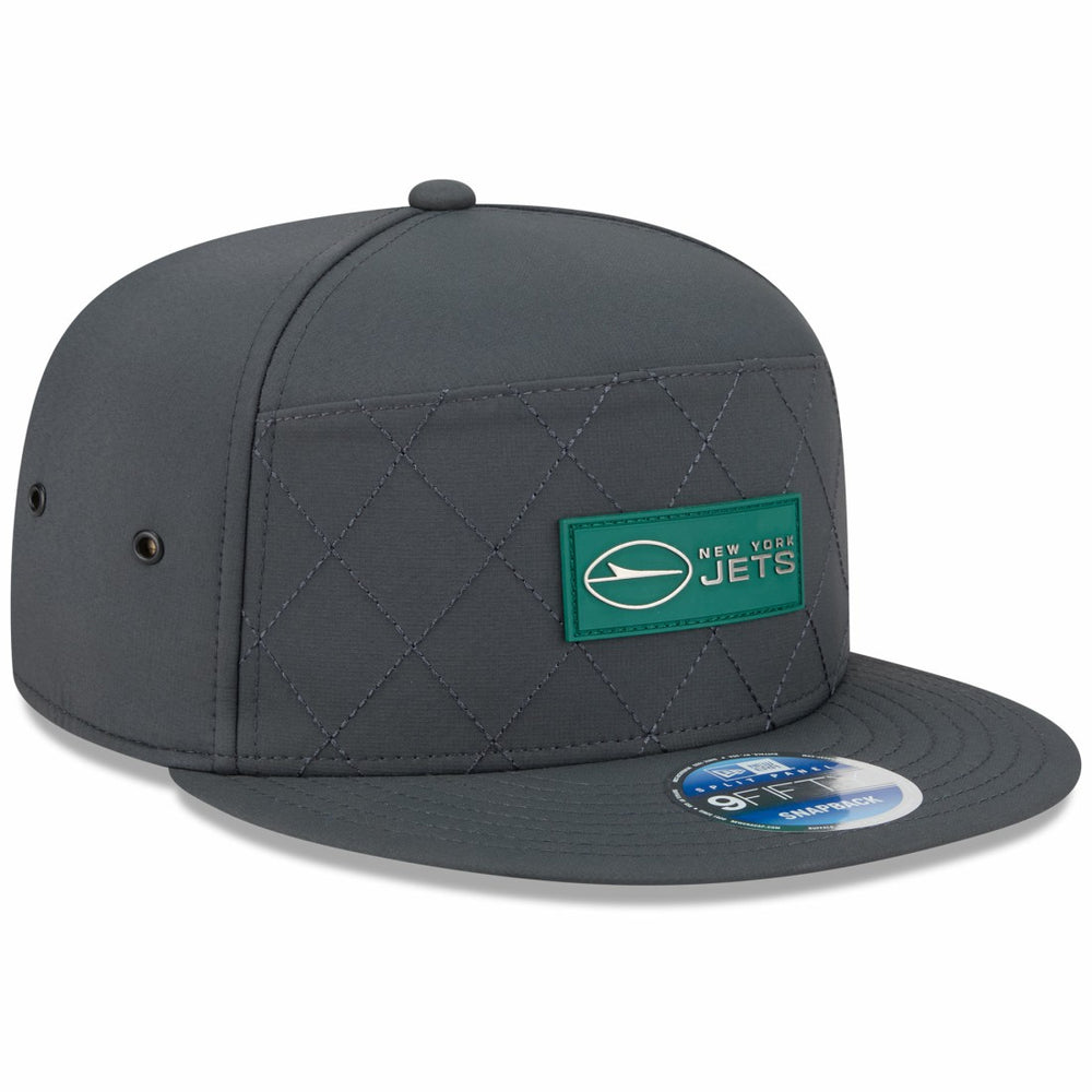 New York Jets New Era 2025 Sideline Cold Weather Split Panel 9FIFTY Snapback Hat - Charcoal on sale